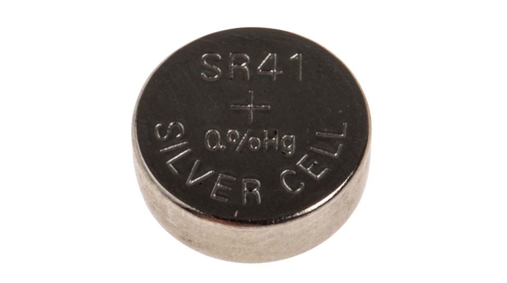 Knopfzellen-Batterie, Silberoxid, SR41, 1.55V, 42mAh, Packung à 5 Stück